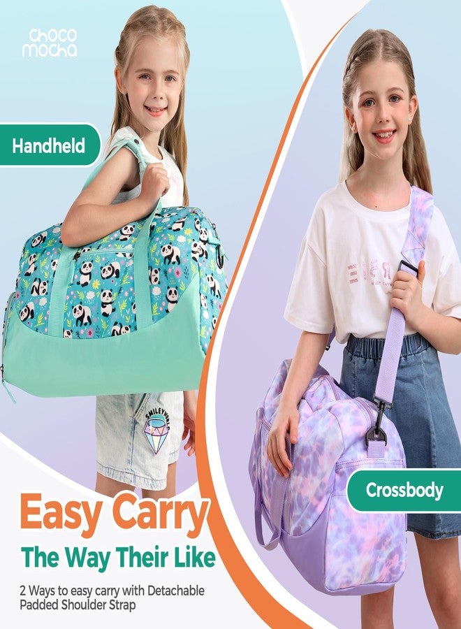 Choco Mocha Duffle Bag Kids Girls - Tie Dye Overnight Bags for Kid with Shoes Compartment, Cute Weekender Bag for Sleepover Travel, Purple - Image 5